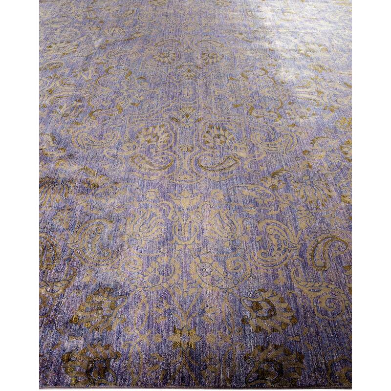 Overton Hand Knotted Wool Vintage Inspired Modern Contemporary Suzani Purple Area Rug - 9' 1" x 11' 8"