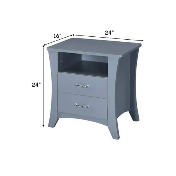 Accent Table with 2 Drawers and Open Compartment Grey 24 L X 16 W X
