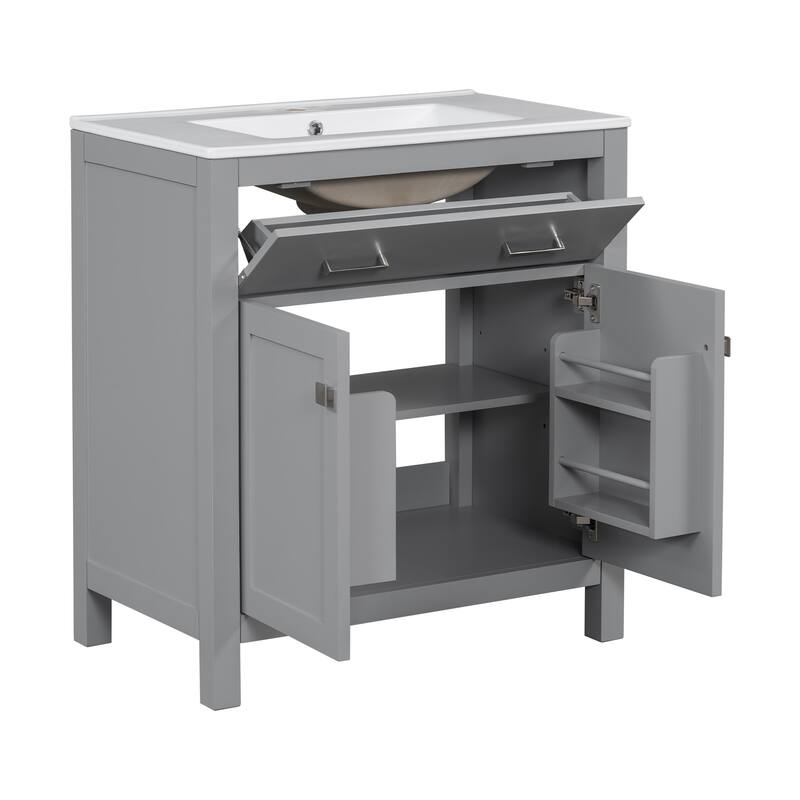 60" Modern Gray Bathroom Vanity Set with Double Vanities (Separate)