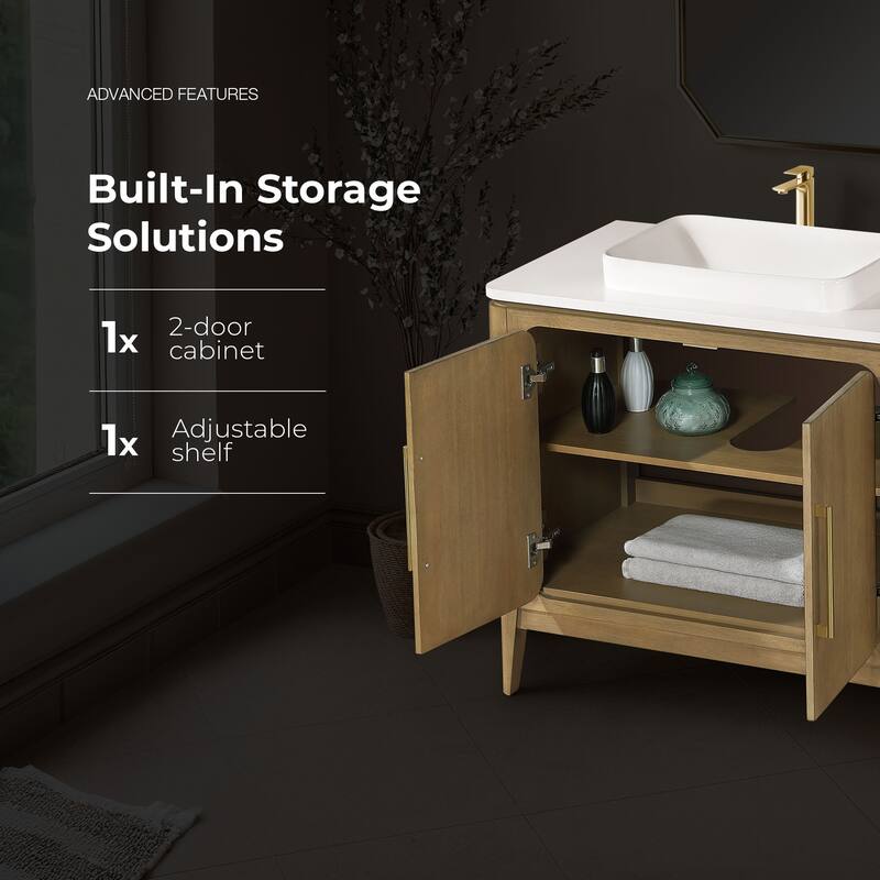 OVE Heidi Cortado Bathroom Vanity with White Quartz Top