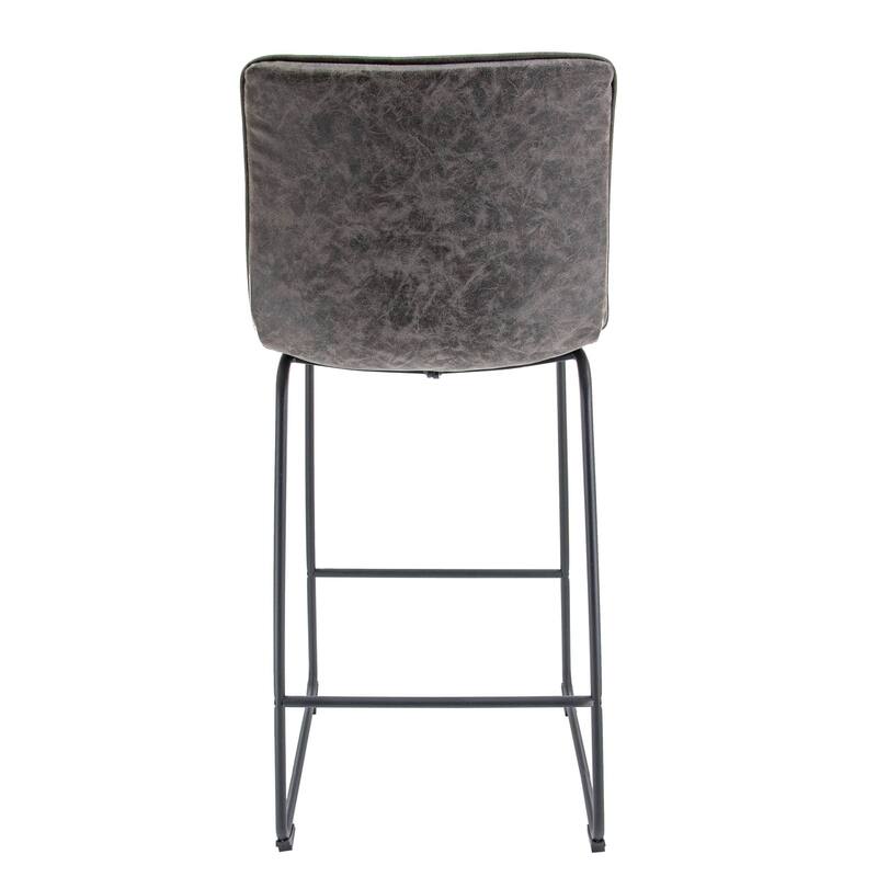 LeisureMod Brooklyn Modern Leather Barstool with Black Sled Base Set of 2 - 29.9