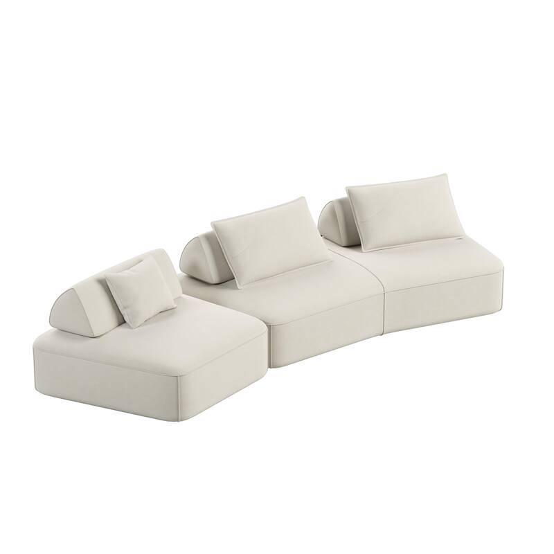 GDFStudio - Modern 139" Oversized Chenille Upholstered Modular Deep Seat Sectional Sofa with Removable Backrests & Soft Pillows