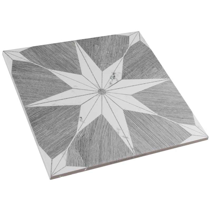 Merola Tile Llama Stella Loire Verso Silver Smoke 9-3/4" x 9-3/4" Porcelain Floor and Wall Tile