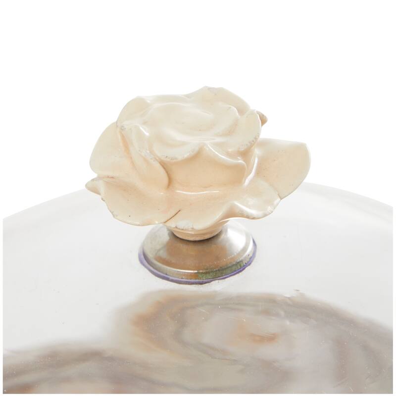 Mango Wood Cake Stand with Glass Dome - Cream - Roche River Decor - 12"W x 12"L x 12"H