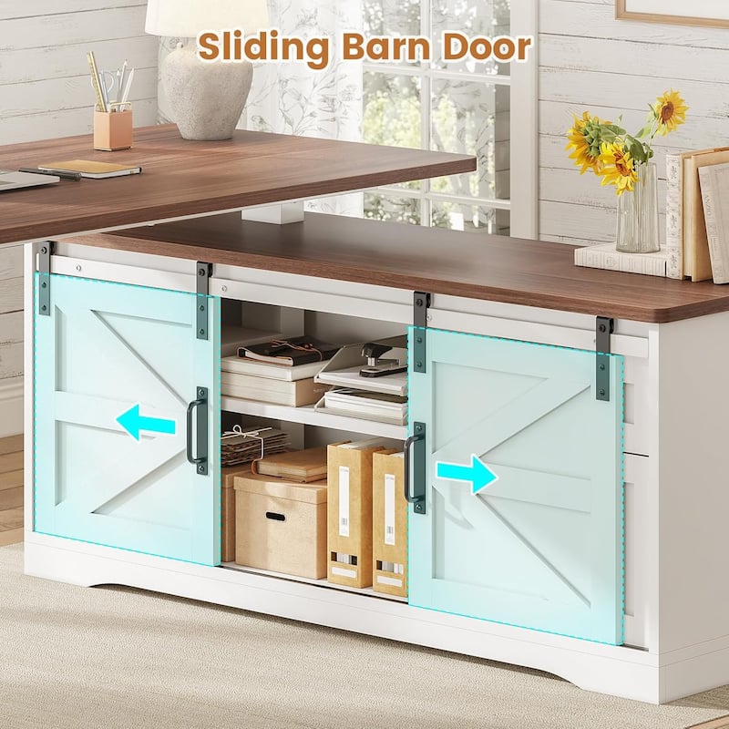 L Shaped Standing Desk Height Adjustable Corner Desk Storage Drawers