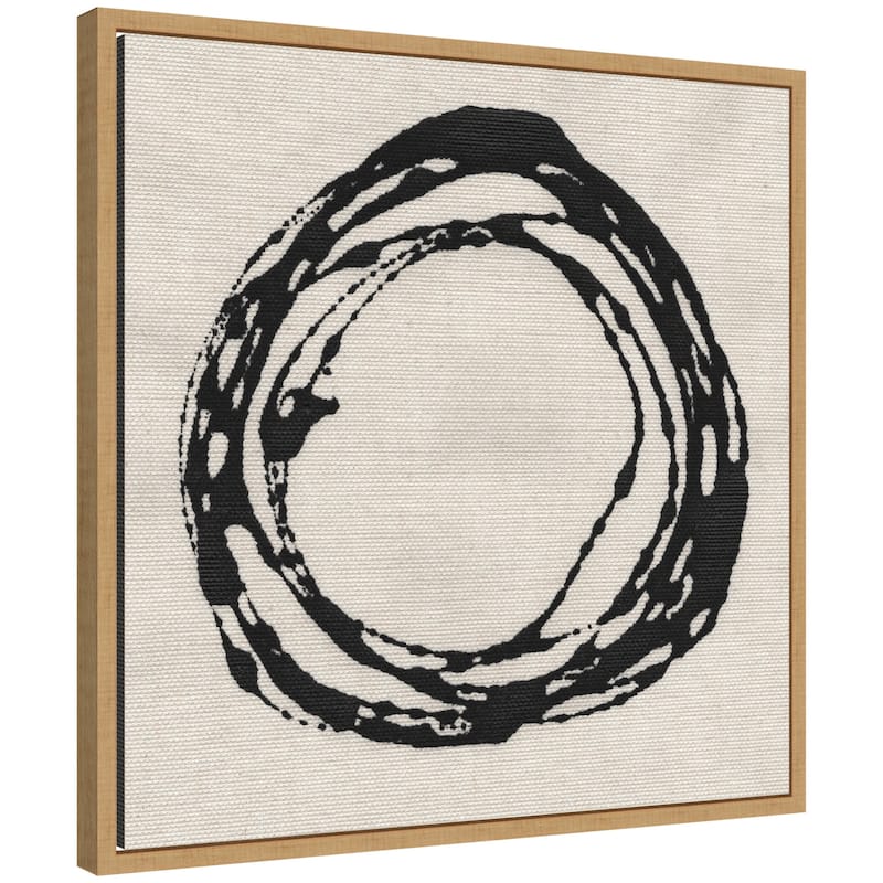 Kate and Laurel Sylvie Flowing Circle Abstract 2 Framed Canvas by The Creative Bunch Studio - 22x22 - Brown