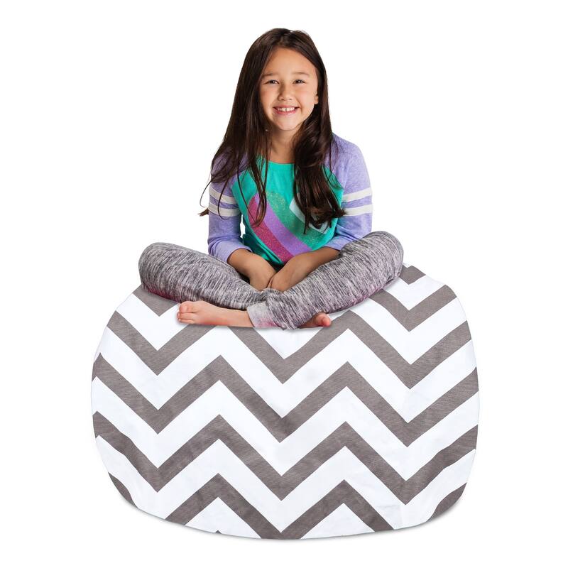 Kids Bean Bag Chair Cover Stuffed Animal Storage or Toy Organizer