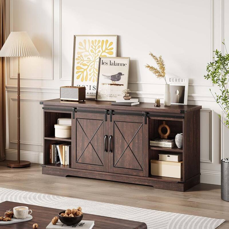 Modern Farmhouse TV Stand and Entertainment Center for TV Up to 65 Inches - N/A