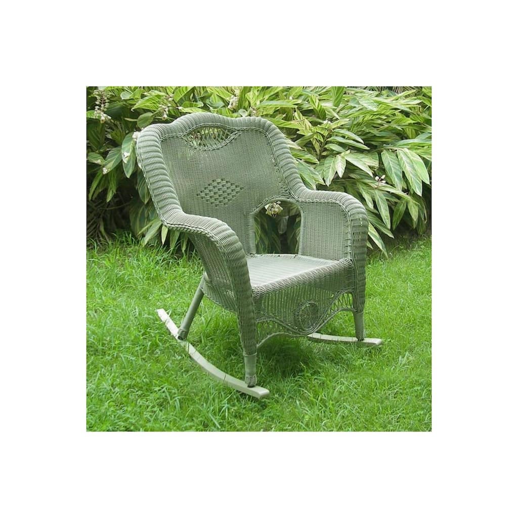 Resin Wicker Rocking Chair for Indoor Outdoor Use - Comfortable Hand-Woven Design on Strong Metal Frame, UV Resistant Seating