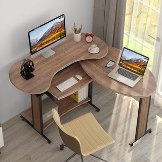 Computer Desk Reverse L Reversible L-Shaped Computer Desk, Modern Rotating Computer Office ...