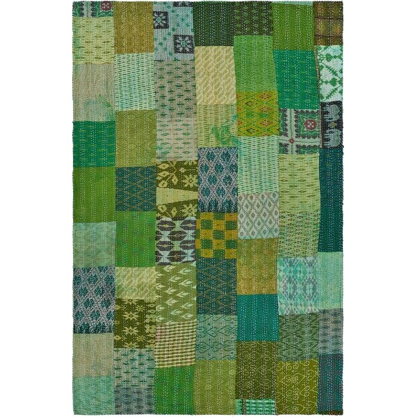green patchwork throw