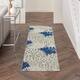 Nourison Aloha Floral Modern Indoor/Outdoor Area Rug - 2'3" x 8' Runner - Ivory/Navy