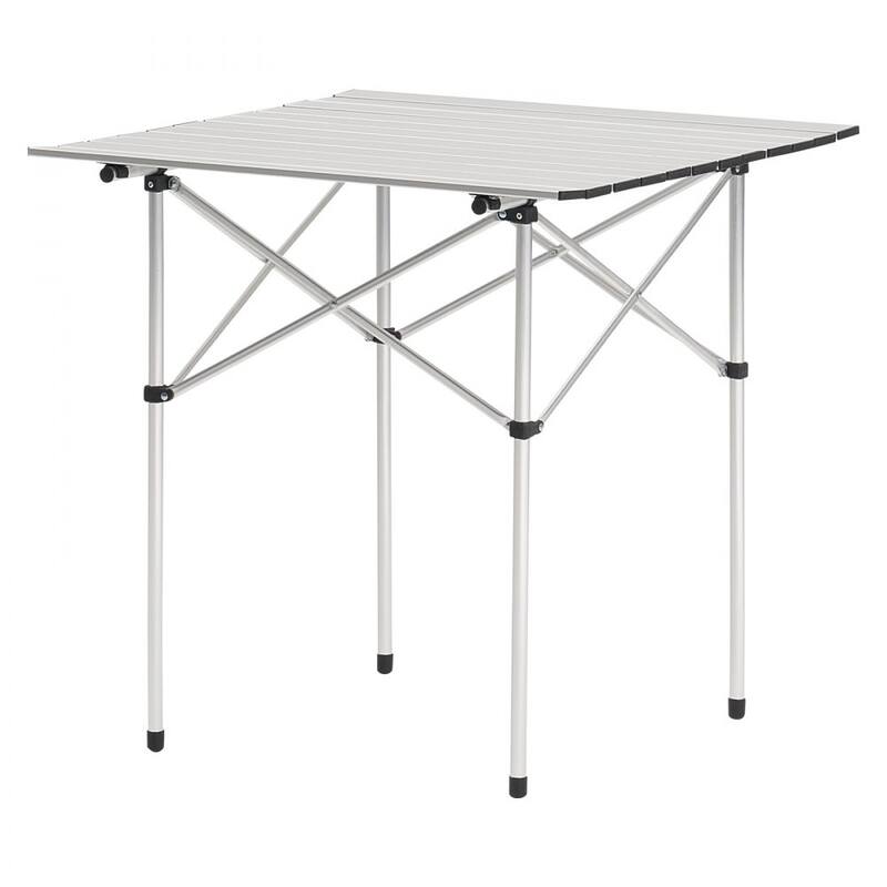 Silver Aluminum Alloy Adjustable Height Foldable Portable Camping Table for Outdoor Use