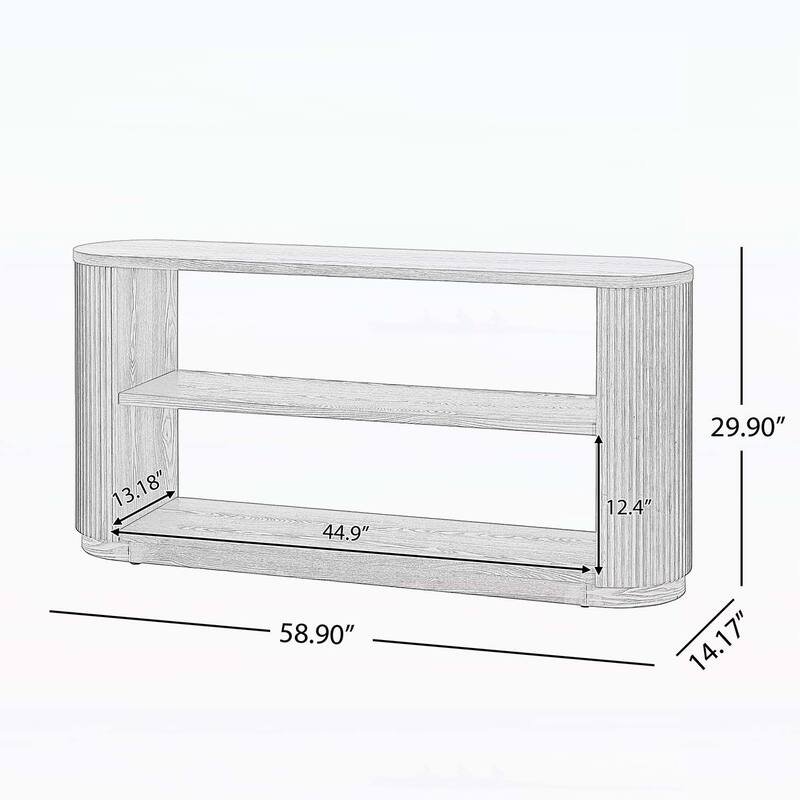 Multi-Functional Hallway Table with Open Shelf & Elegant Wood Grain for Living Room