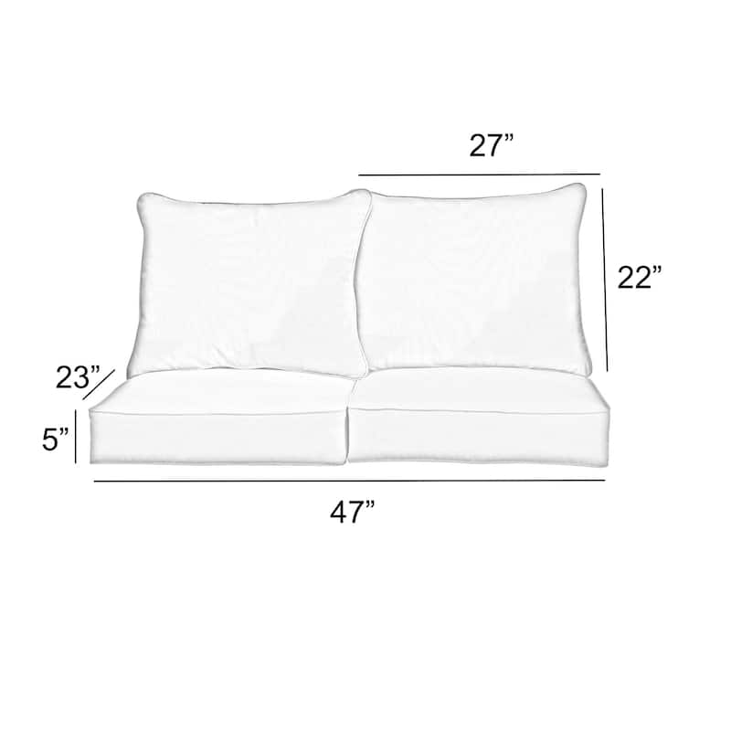 Sorra Home Sunbrella Textured Indigo Indoor/Outdoor Loveseat Pillow and Cushion Set