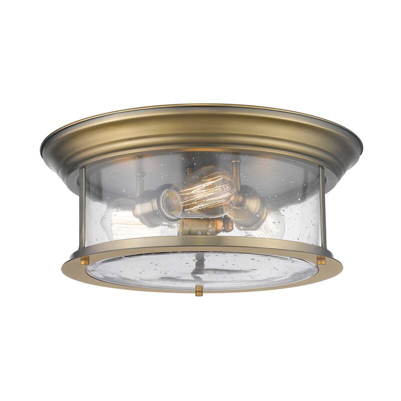 Bellevue Hughen 3 Light 16" Wide Flush Mount Drum Ceiling Fixture - Heritage Brass