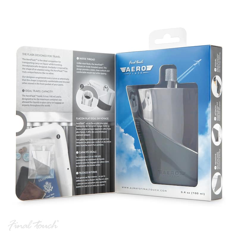 Final Touch Stainless Steel AeroFlask Travel Flask - 3.4 Oz