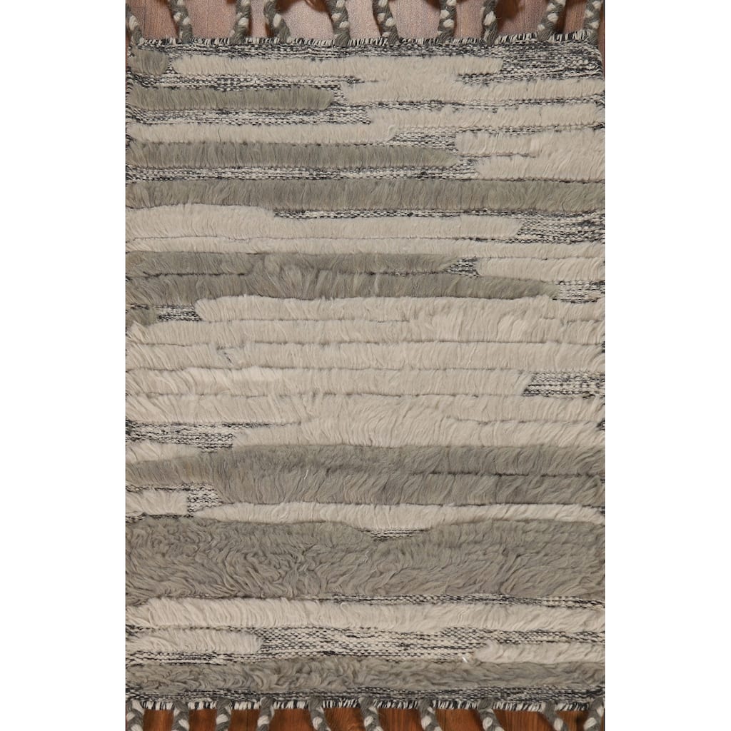 All-Over Striped Moroccan Indian Foyer Rug Hand-Knotted Wool Carpet - 2'0"x 3'0"