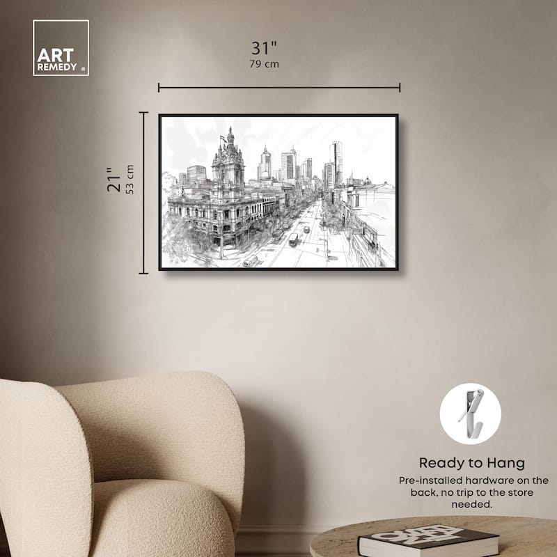 Collins Street Sketch Canvas by Art Remedy