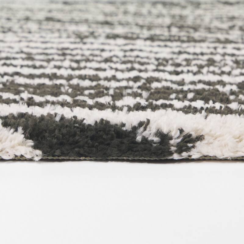Avraham Abstract Stripe Shag Area Rug