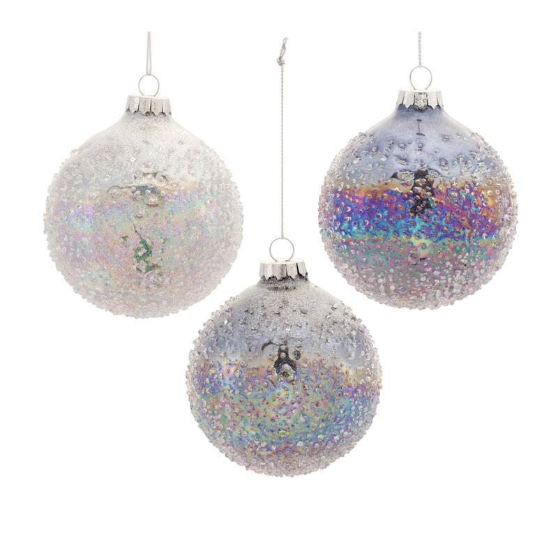 Pearl Glittered Christmas Ball Ornaments 3" 80mm Multi-Color 12ct