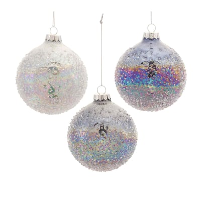 Pearl Glittered Christmas Ball Ornaments 3" 80mm Multi-Color 12ct