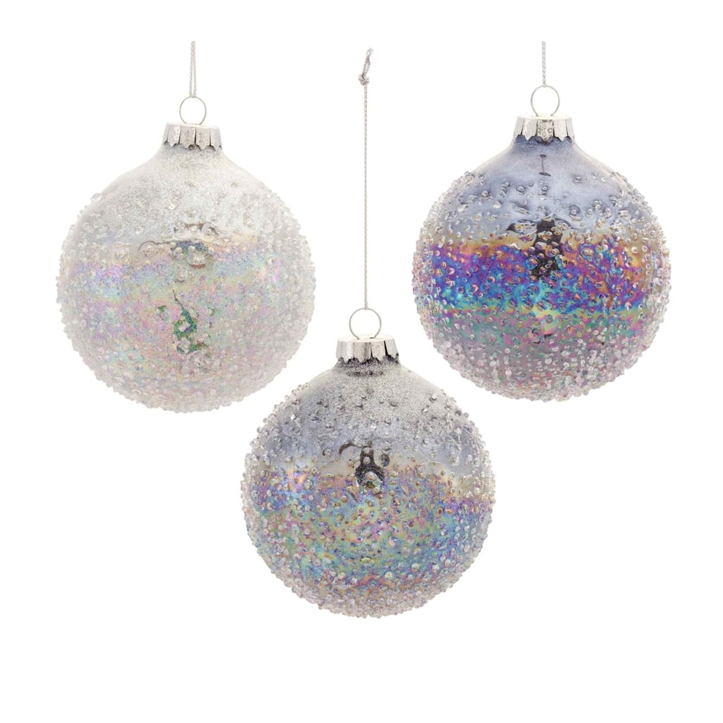 Pearl Glittered Christmas Ball Ornaments 3" 80mm Multi-Color 12ct