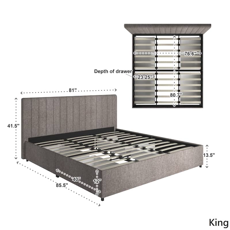 Arlert Grey Linen 4-drawer Storage Platform Bed by iNSPIRE Q Modern