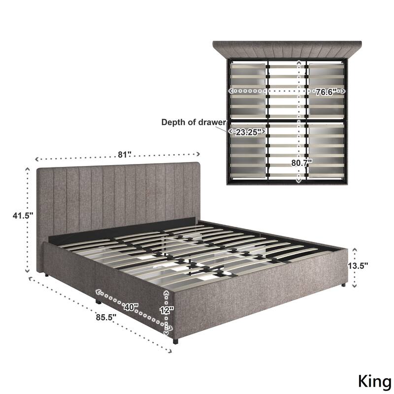 Arlert Grey Linen 4-drawer Storage Platform Bed by iNSPIRE Q Modern