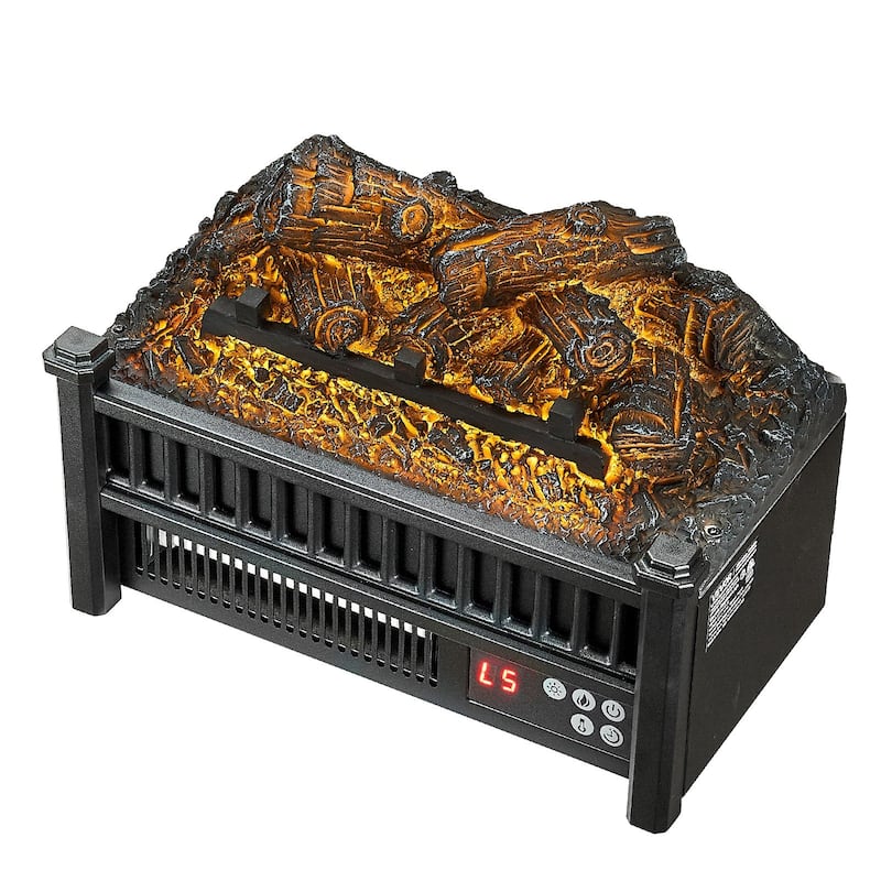 1500W Electric Log Heater with Timer and Remote Adjustable Brightness - 16-Inches