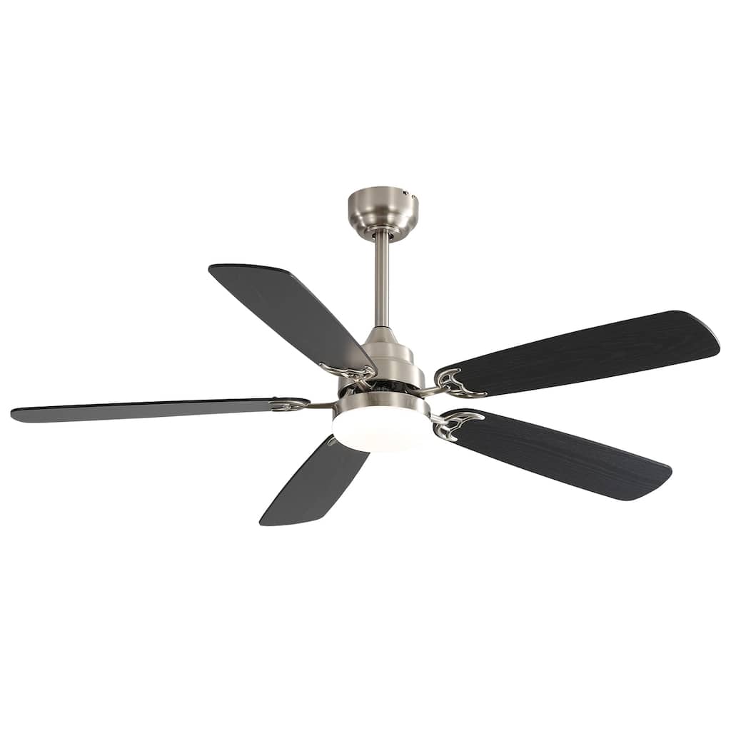 Modern 52 Inch Led Ceiling Fan With 6 Speed Wind 5 Blades Remote Control Reversible DC Motor With Light