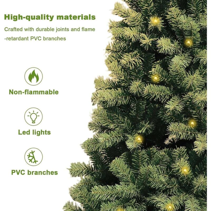 Artificial Christmas Tree, Hinged Artificial Pine, with Remote Control and Lights