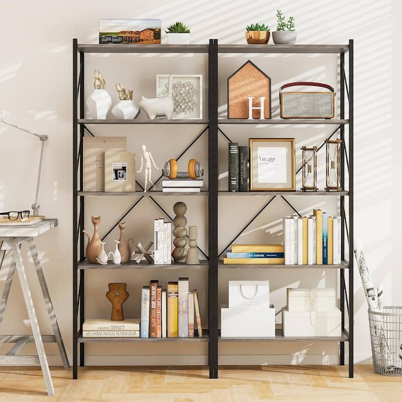 1/2 PCS 5-Tier Bookshelf 63" Tall Bookcase with Open Shelves