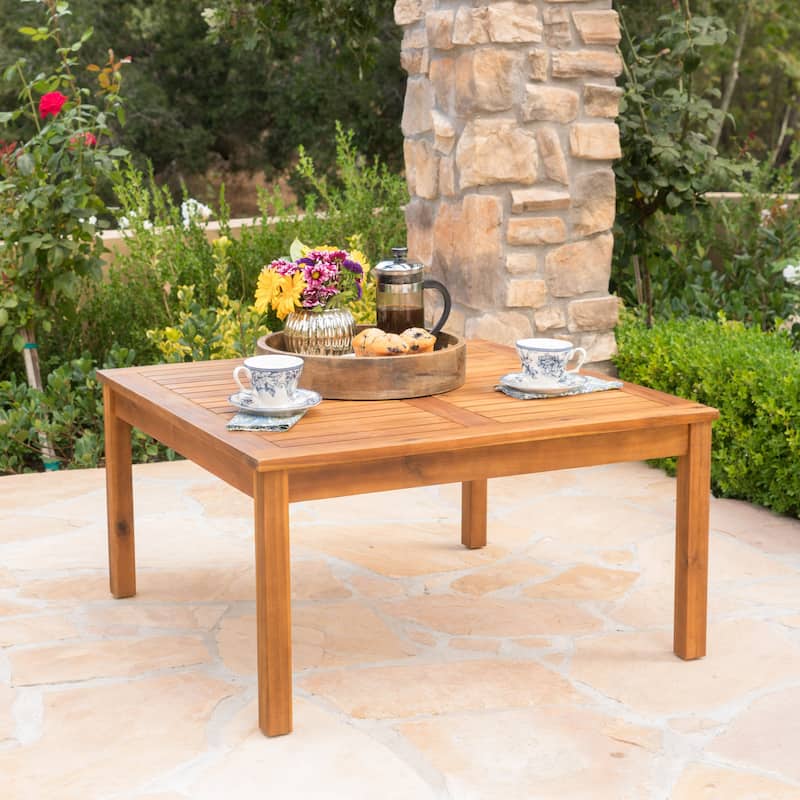 Perla Outdoor Acacia Wood Coffee Table by Christopher Knight Home - Teak