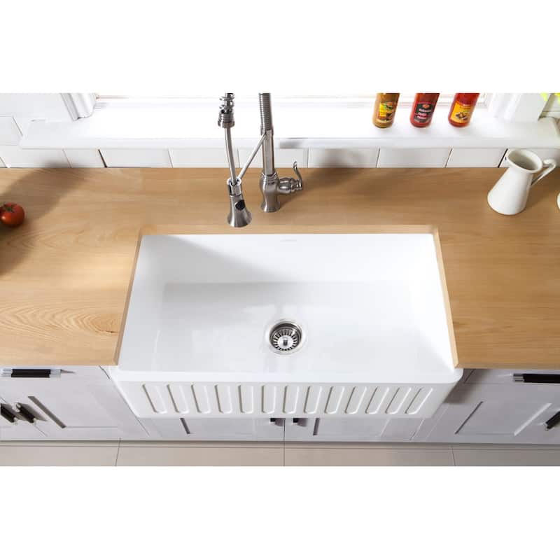 Kingston Brass Arcticstone 33" Farmhouse Single Basin Stone Composite