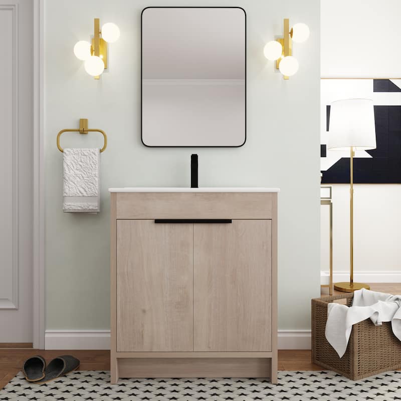 BNK 24/30/36 inch Freestanding Single Sink Bathroom Vanity with Soft Close Door and 1 adjustable shelf