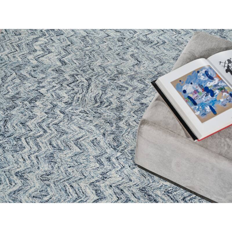 Exquisite Rugs Veneta Handmade Hand-tufted New Zealand Wool on Canvas Blue Area Rug