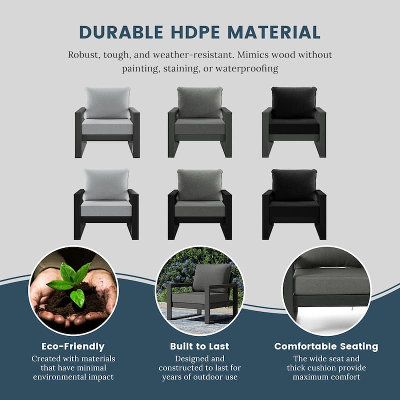 Polytrends Endless Patio Sectional 3-Piece Deep Seating Set with Gray Frame