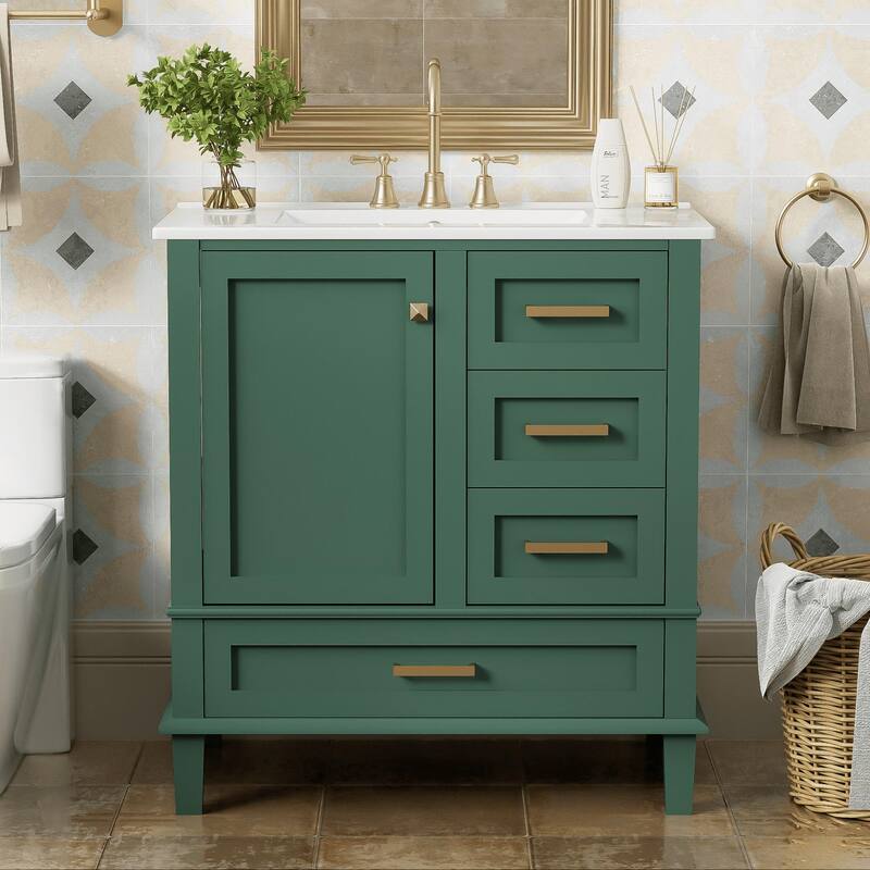 Modern 30" Bathroom Cabinet with Undermount Sink, Freestanding Design, and Ample Storage