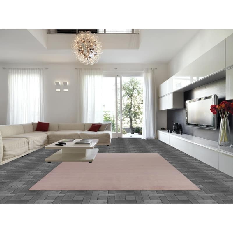 Lavender Striped Gabbeh Persian Area Rug Hand-Knotted Wool Carpet - 9'4" x 11'11"