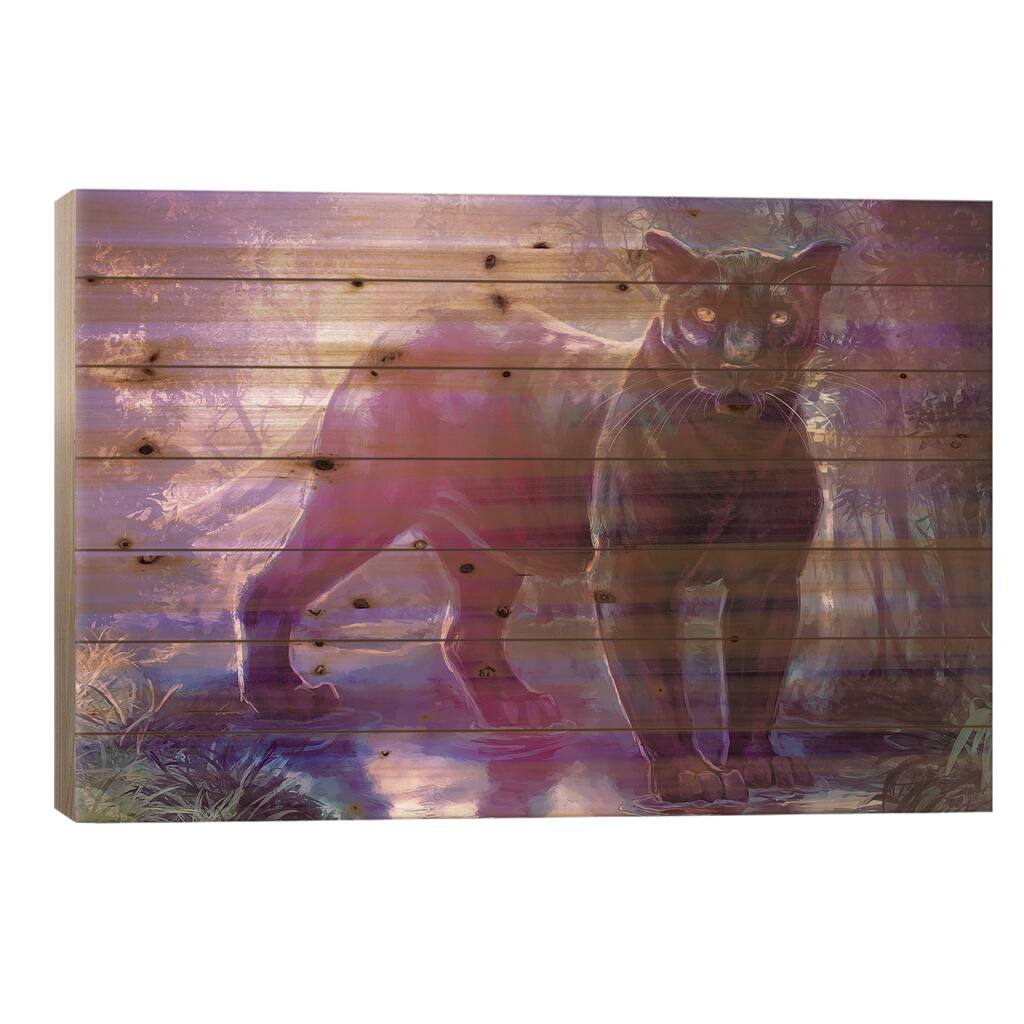 Panther Print On Wood by Louise Goalby - Multi-Color
