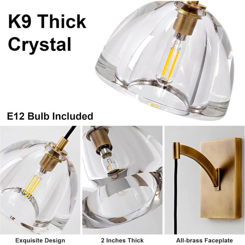 KAYLA 7 in. Modern 1-Lights Black Vanity Light with Luxury Crystal Shade(Set of 1)