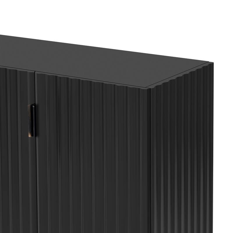 4 Wavy Doors Ample Storage Space Sideboard with Adjustable Shelves