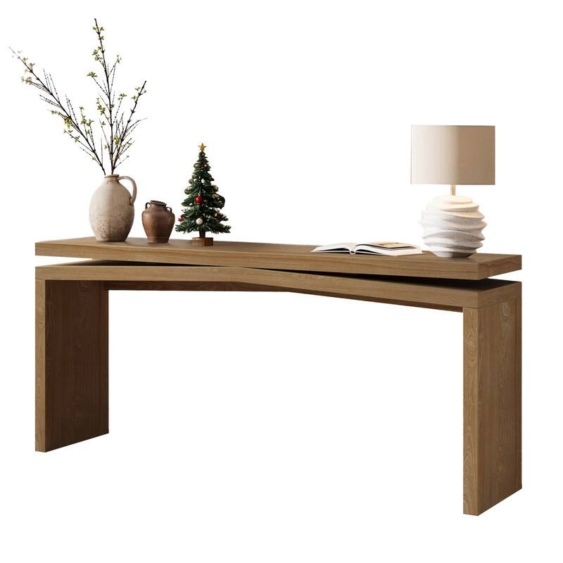 Rustic 65" Solid Wood Console Table for Farmhouse Entryway Living Room or Hallway Display Storage