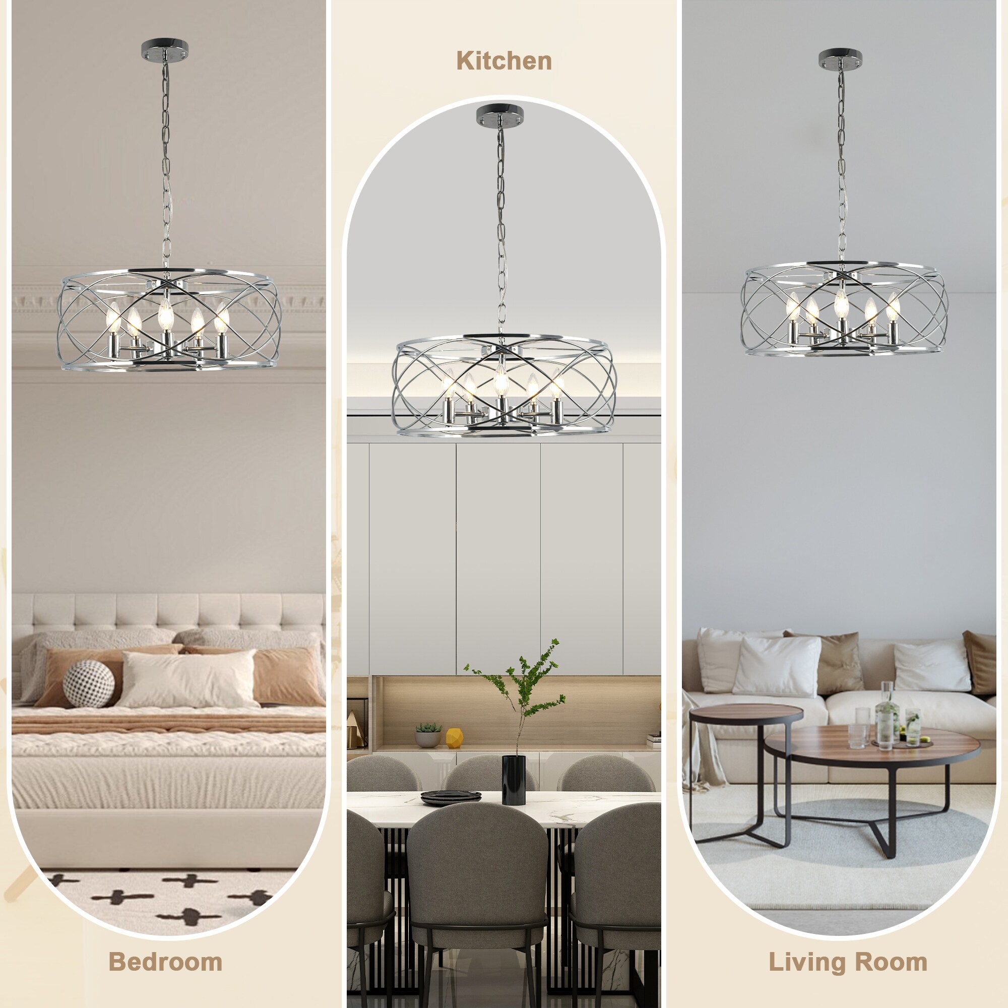 Bella Depot 5-Light Industrial Black Metal Cage Dimmable Chandelier 70-Inch  Adjustable Pendant Light for Kitchen Island, Hallway - Bed Bath & Beyond -  42310566