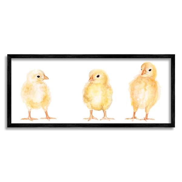 slide 2 of 24, Stupell Baby Chick Trio Watercolor Portrait Kids' Wild Animals Framed Wall Art - Yellow 30 x 13 - Black