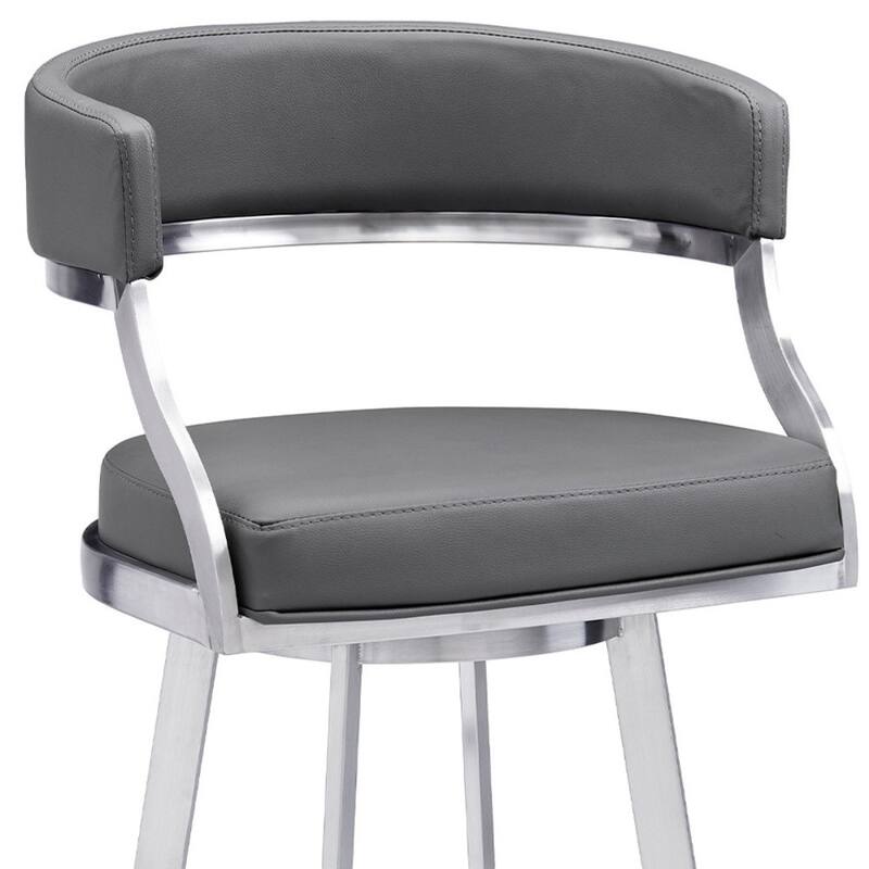 Faux Leather Swivel Bar Stool with Iron Frame, Arms and Footrest