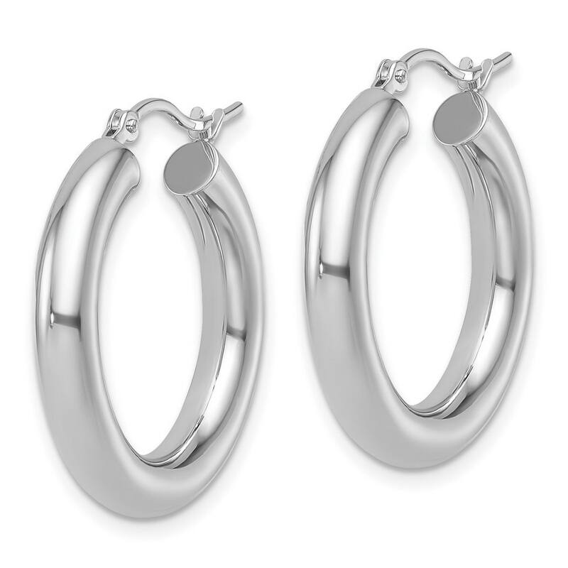 Curata 10k White Gold Italian 4mm Lightweight Classic Hoop Earrings - 25mm 30mm