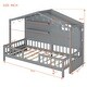 preview thumbnail 4 of 13, Twin Size House Bed with Shelves, Gray Wood Platform Bed with Window & Sparkling Light Strip on The Roof, No Box Spring Needed