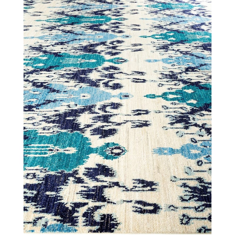 Overton Handknotted Wool Vintage Inspired Contemporary Modern Ivory Area Rug - 15' 2" x 11' 9"